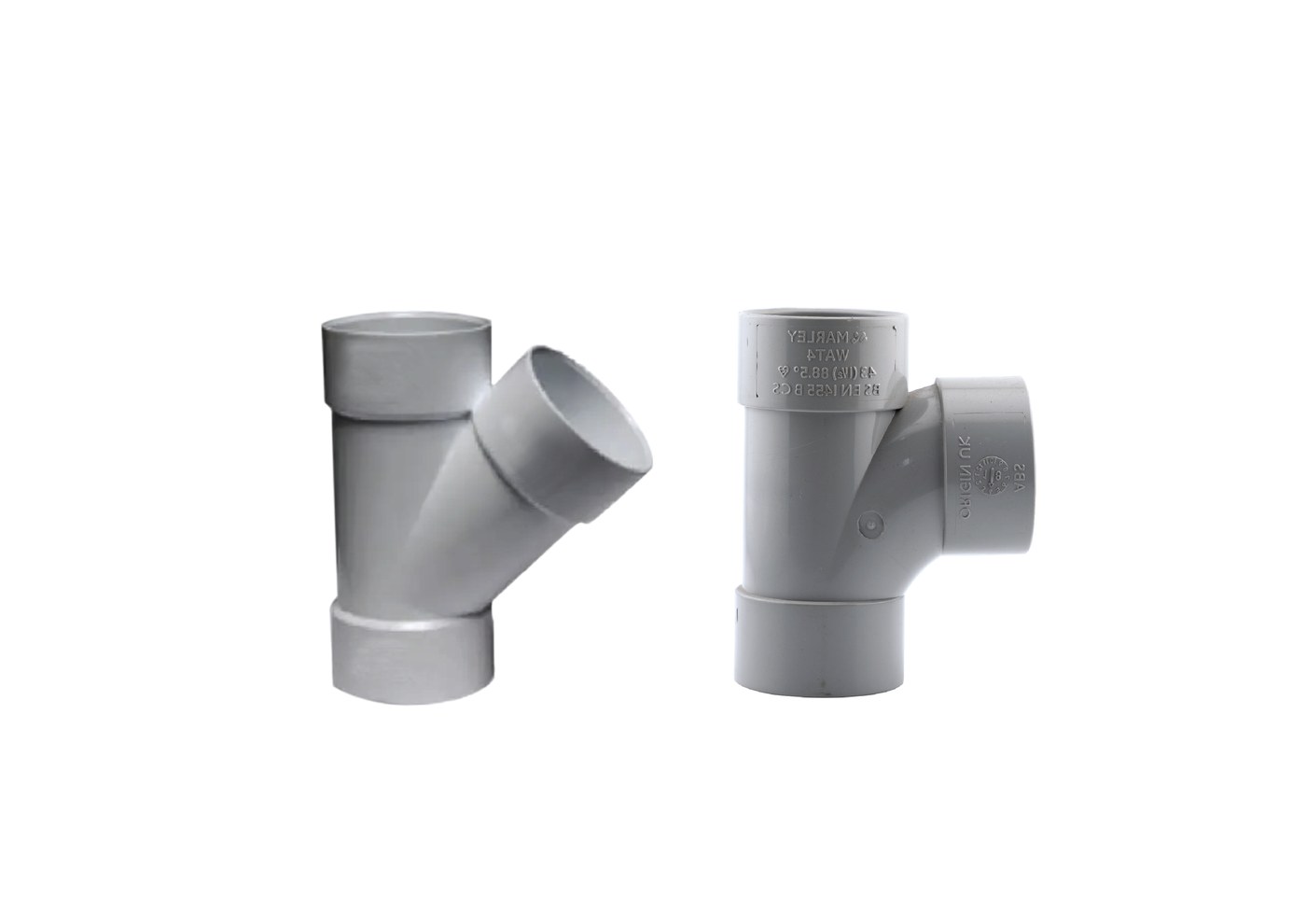 Marley ABS waste pipe branch fitting in light grey