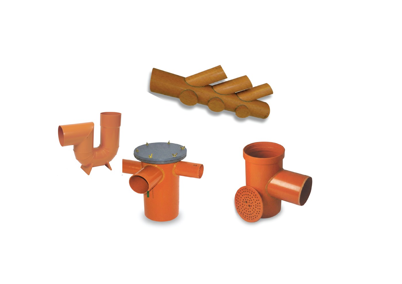 Marley PVC-U gully trap fittings in golden brown
