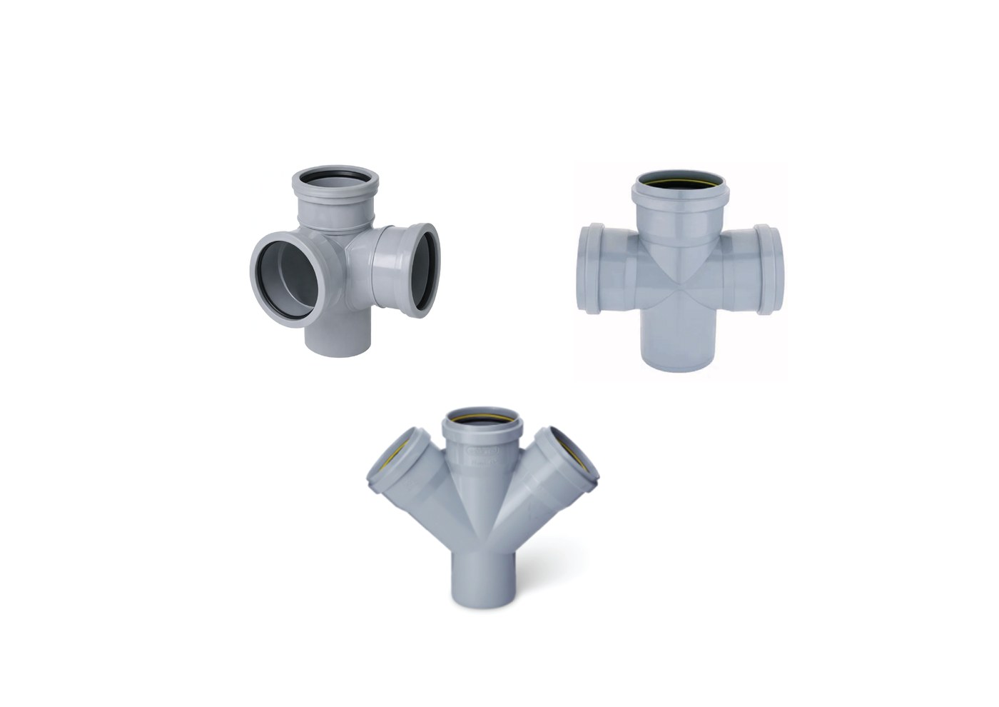 Marley PVC-U double branch soil fittings in light grey