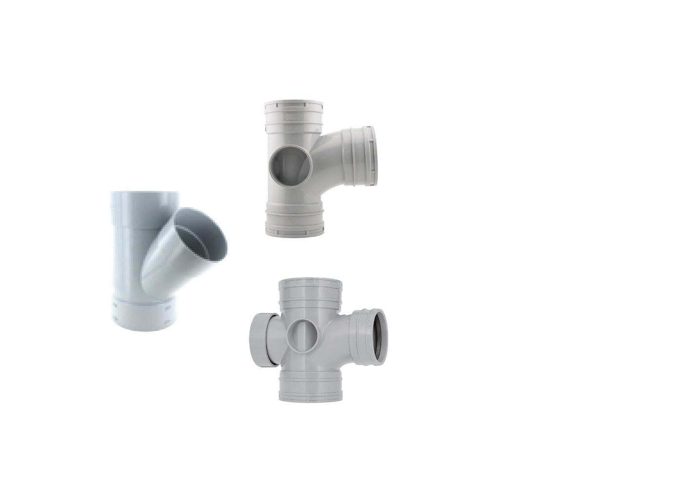 Marley PVC-U single branch and Y-branch soil fittings in light grey