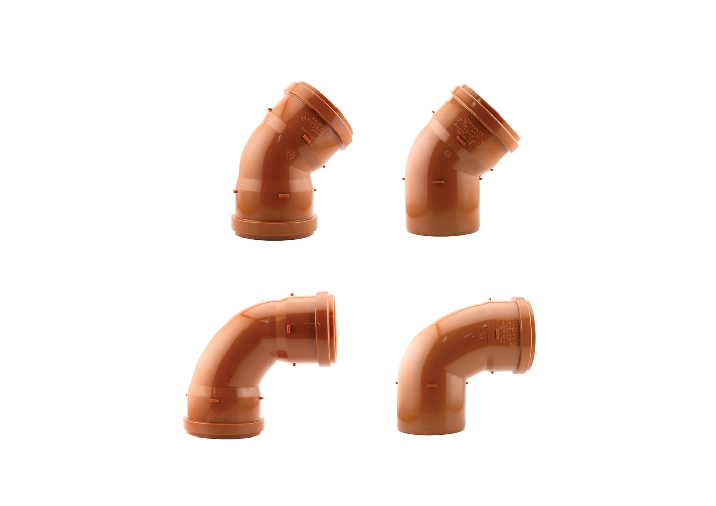 Marley PVC-U underground drainage bends in golden brown